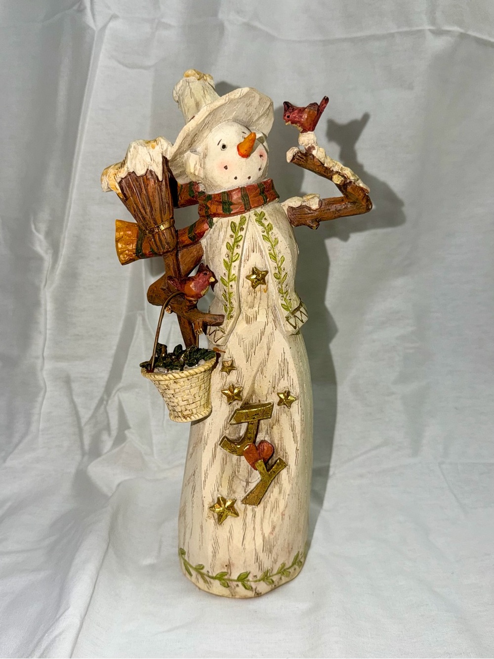 Holiday Living JOY Snowman Figurine Roman Inc Rustic Farmhouse Christmas Decor